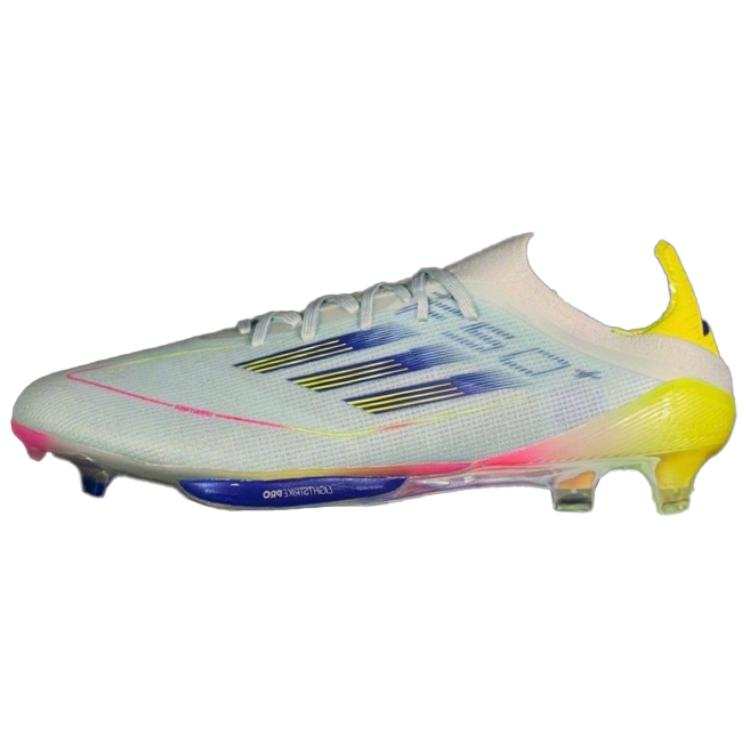 Adidas Adidas F50 Slip Resistant Abrasion Resistant Soccer Shoes Unisex White Blue Yellow