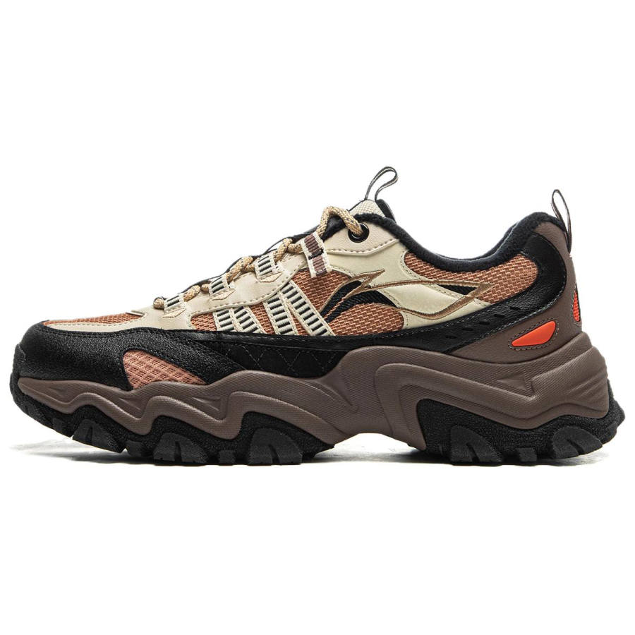 Li-Ning Li Ning Mountain Trek WNTR LOW Cushioning Abrasion Resistant Breathable Low top Casual Shoes Men's Black Orange