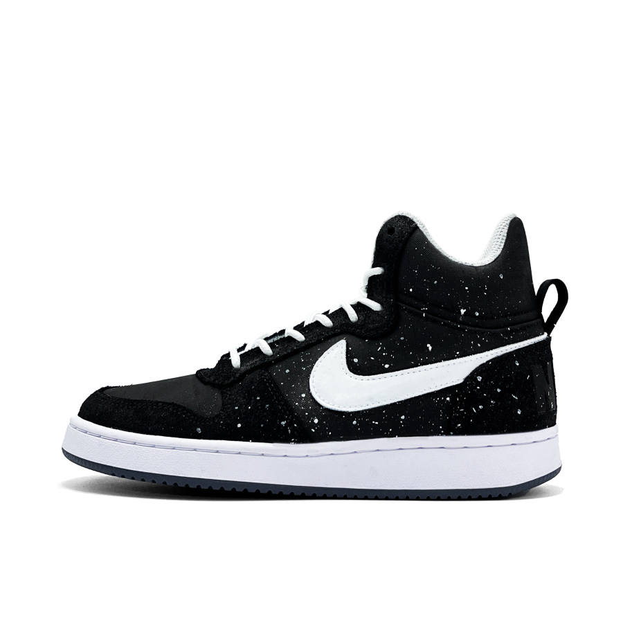 Nike Nike Court Borough Star Floral Suede Slip Resistant Mid top Skateboard Shoes Unisex Black White