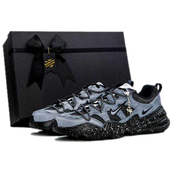 Nike Nike Tech Hera Galaxy Debris, Obsidian Box Abrasion Resistant Height Increasing Low top Casual Shoes Unisex Gray Black
