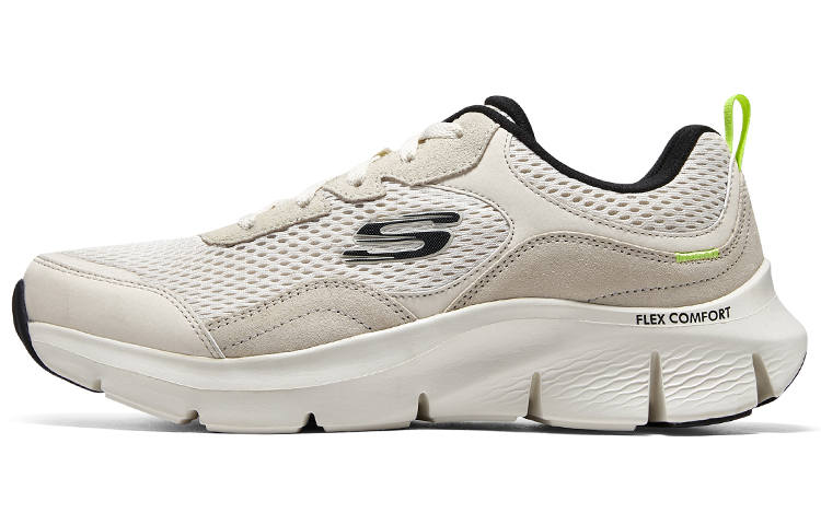 Skechers Flex Comfort Drinn Textile, Synthetic Leather, Mesh Low top Casual Shoes Men's Beige