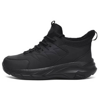 YIJIABAO Fleece Lined, Minimalist Style Comfortable Slip Resistant Abrasion Resistant Mid top Casual Shoes Men's Black