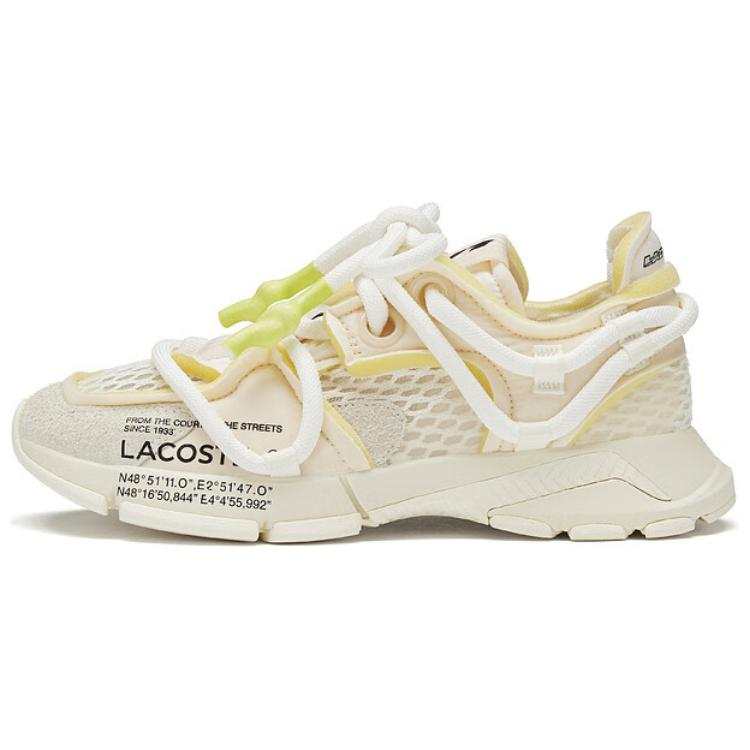 LACOSTE L003 Fabric Low top Casual Shoes Men's Beige Yellow