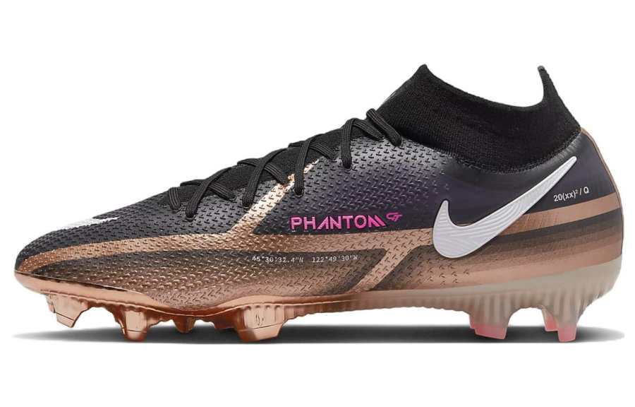 Nike Nike Phantom GT FG Firm Ground Cushioning Slip Resistant Abrasion Resistant Soccer Shoes Unisex Black Red Gold