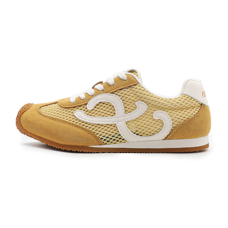 FEIYUE Abrasion-Resistant, Breathable, Lightweight Low-top Casual Shoes Women's Yellow Beige
