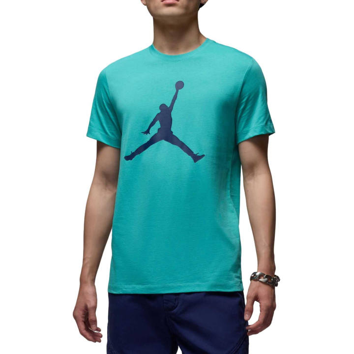 Jordan Jordan Jumpman T Shirts Men's Washed Blue Green/Midnight Blue Crew Neck Moderate