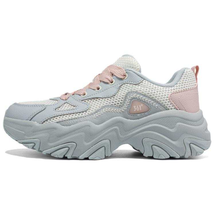 361° Squirrel Shoes Mesh, Synthetic Leather Slip Resistant Abrasion Resistant Low top Casual Shoes Women's Gray Pink