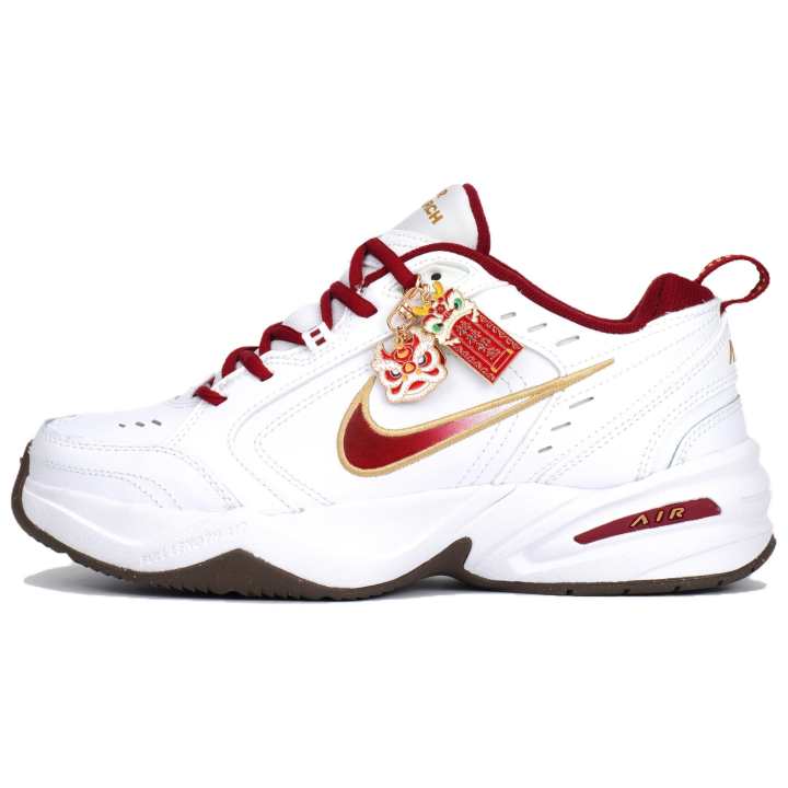 Nike Nike Air Monarch 4 Slip Resistant Abrasion Resistant Low top Casual Shoes Unisex White Red