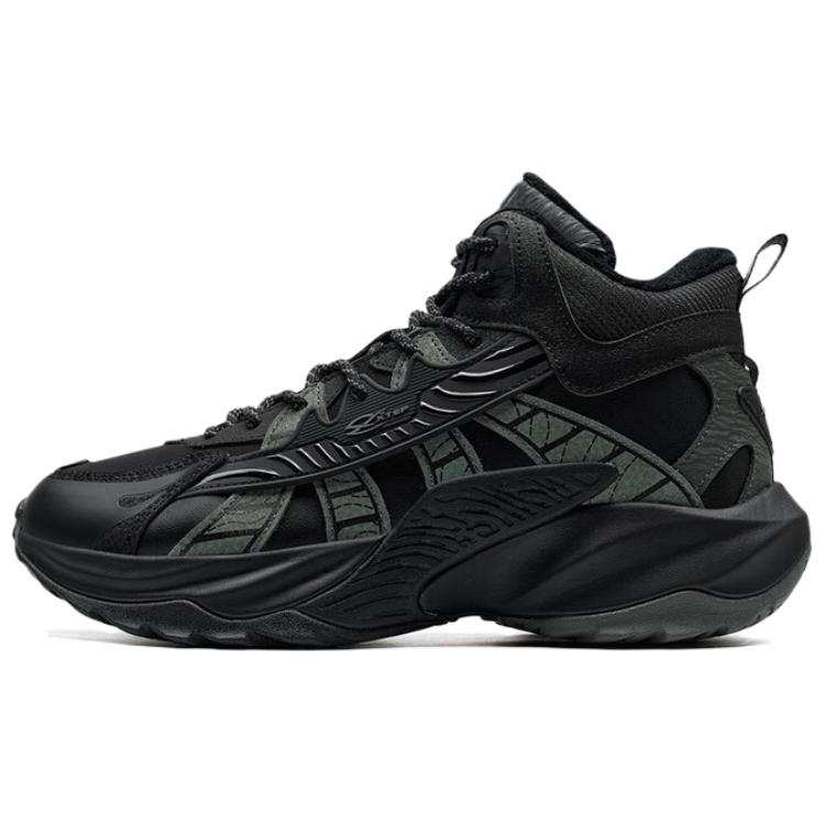 XTEP Fiery Flame 5.0 Fleece Lined Comfortable Slip Resistant Abrasion Resistant Mid top Casual Shoes Men's Black