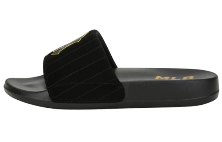 MLB Slipper Rubber Sole Slip Resistant Abrasion Resistant Slide Slippers Unisex Black Gold