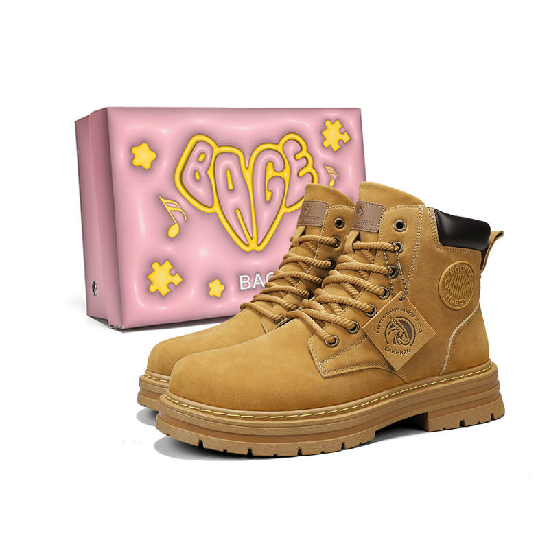 BAGE BAGE British Style Yellow Boots Short Combat Boots Men's Box