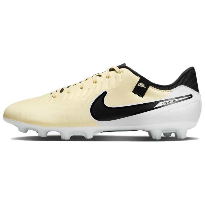 Nike Nike Tiempo Legend 10 Comfortable Round Toe HG Hard Ground Soccer Shoes Unisex Yellow White Black