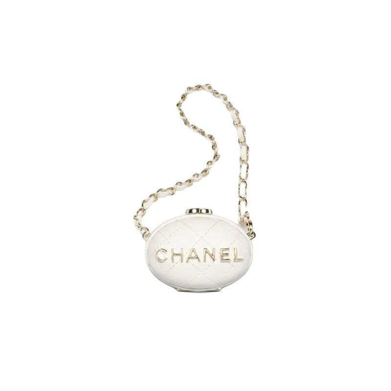 CHANEL Sheepskin Shoulder Bag Mini Women's White