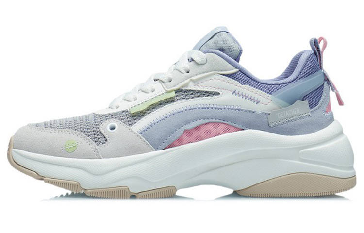 Li-Ning Li Ning Cushioning Slip Resistant Abrasion Resistant Low top Casual Shoes Women's Gray White