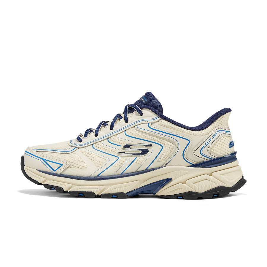 Skechers Silver Wing Shoes Lightweight Low top Casual Shoes Men's Beige Blue