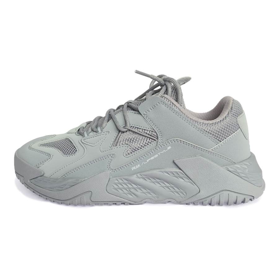 PEAK P MOTIVE Textile, Synthetic Leather Sports Casual Shoes Men's Silver Gray