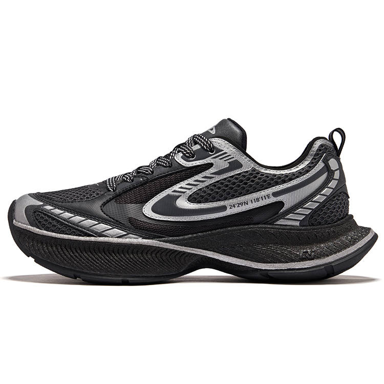 Erke Nova Abrasion Resistant Coverage Low top Casual Shoes Men's Jet Black Bright Silver