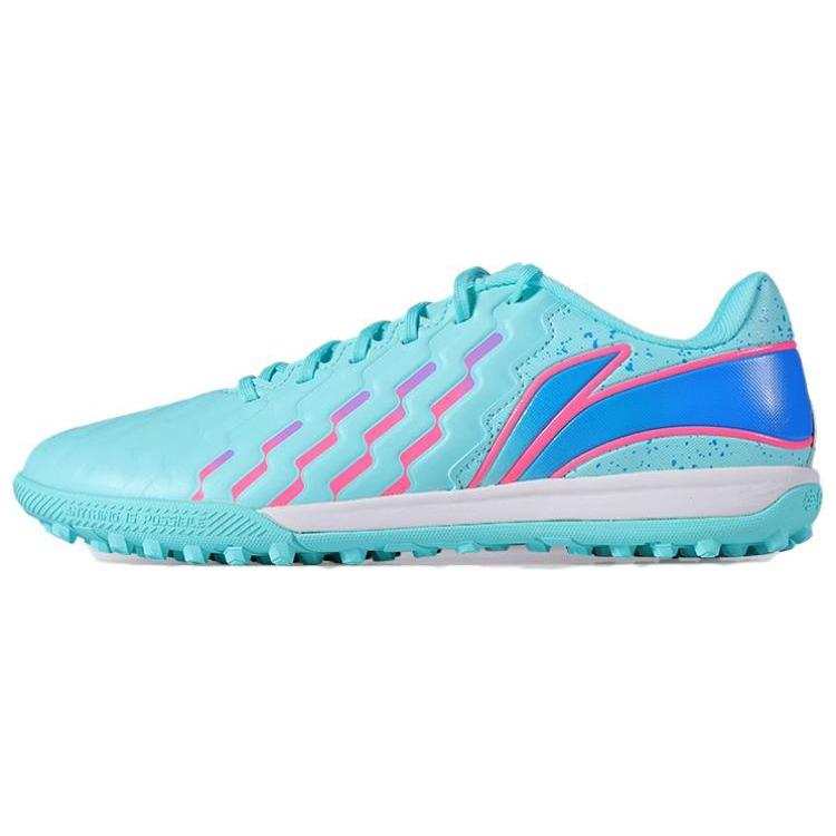 Li-Ning Li Ning Brocade TF Turf Cushioning Slip Resistant Abrasion Resistant Soccer Shoes Men's Green Pink Blue