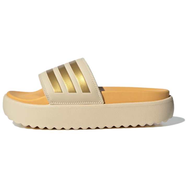 Adidas Adidas Adilette Platform Slides Crystal Sand Gold Metallic Semi Spark Women's