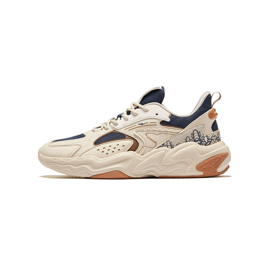Erke Cushioning Slip Resistant Coverage Cushioning Slip Resistant Coverage Low top Casual Shoes Men's Gray Ink Blue