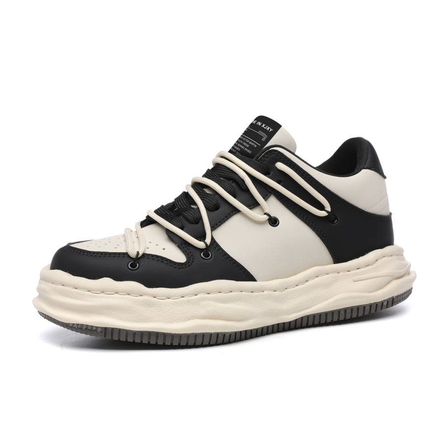 XJXY Casual Shoes Unisex Low Top Black White