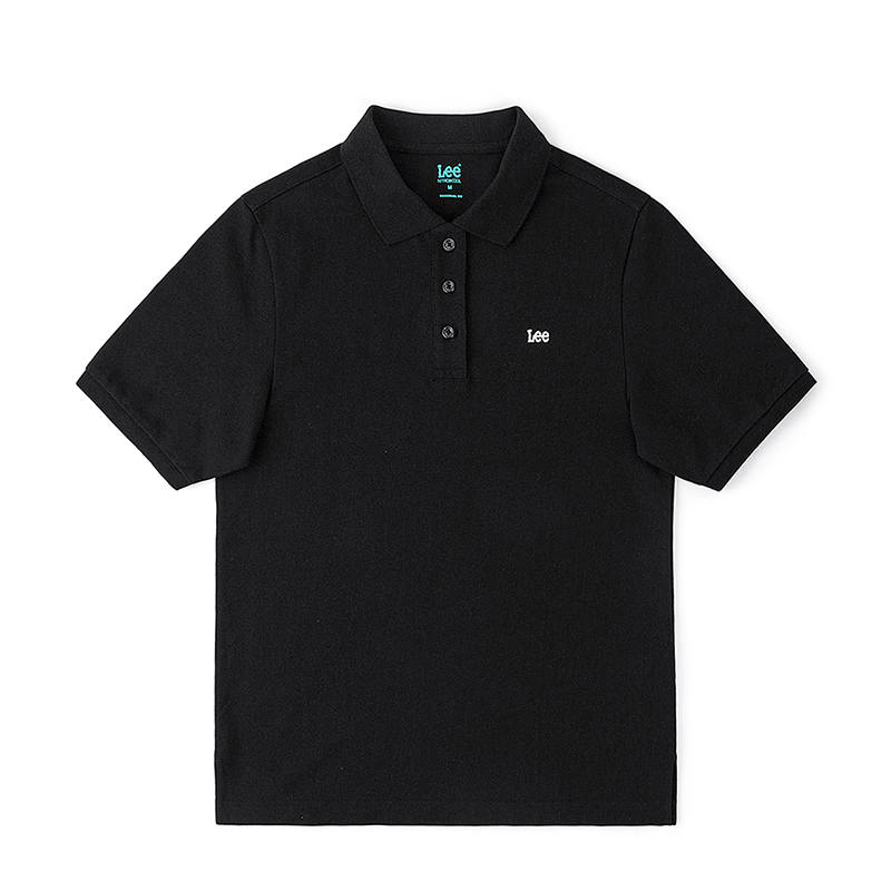 Lee Polo Shirts Women's Black Polo Collar Moderate Straight Fit