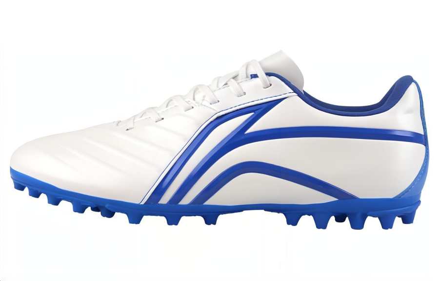 Li-Ning LiNing MG Rubber Short Studs Artificial Ground Cushioning Anti-Slip And Wear-Resistant Soccer Shoes Men's White Blue