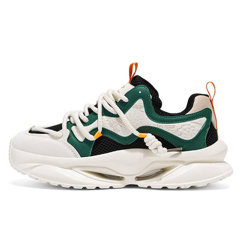 DEERWAY Breathable Height Increasing Rebound Low top Casual Shoes Men's Beige Green Black