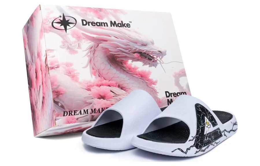 PEAK PEAK Graffiti Quiet Slip Resistant Slide Slippers Unisex Black White