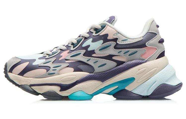 Li-Ning Li Ning CF Tracing Cushioning Rebound Low top Casual Shoes Women's Portuguese Gray Purple