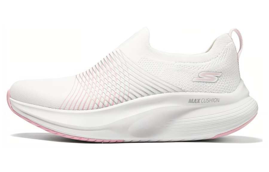 Skechers GO WALK Max Fabric Trendy Abrasion Resistant Rebound Low top Casual Shoes Women's White Pink