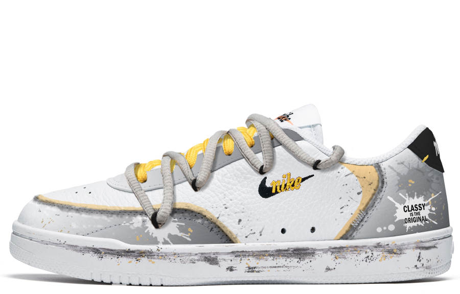 Nike Nike Court Vintage Freedom Panda, Poison Bee Slip Resistant Abrasion Resistant Low top Casual Shoes Women's White Gray