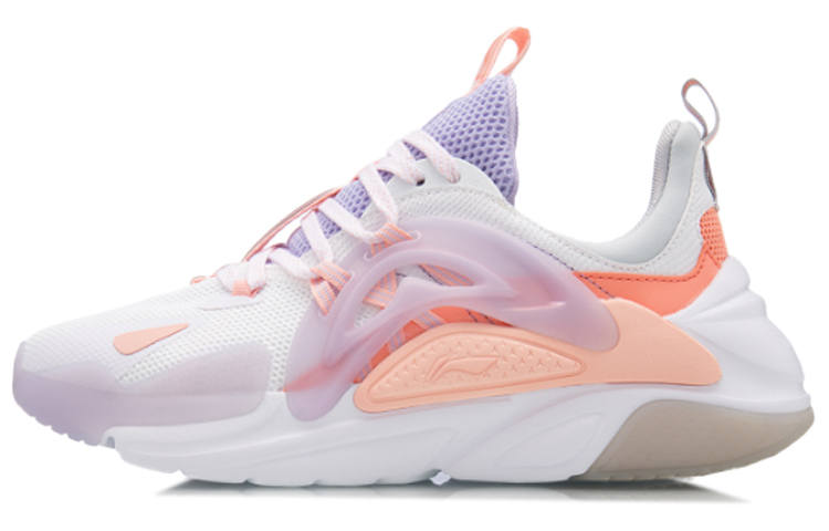 Li-Ning Li Ning Spark Fabric Trendy Slip Resistant Abrasion Resistant Low top Sports Casual Shoes Women's Peach Pink Orange