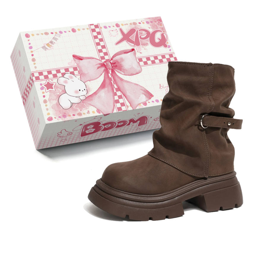 XPQ Combat Boots Women's Brown/Black/Coffee