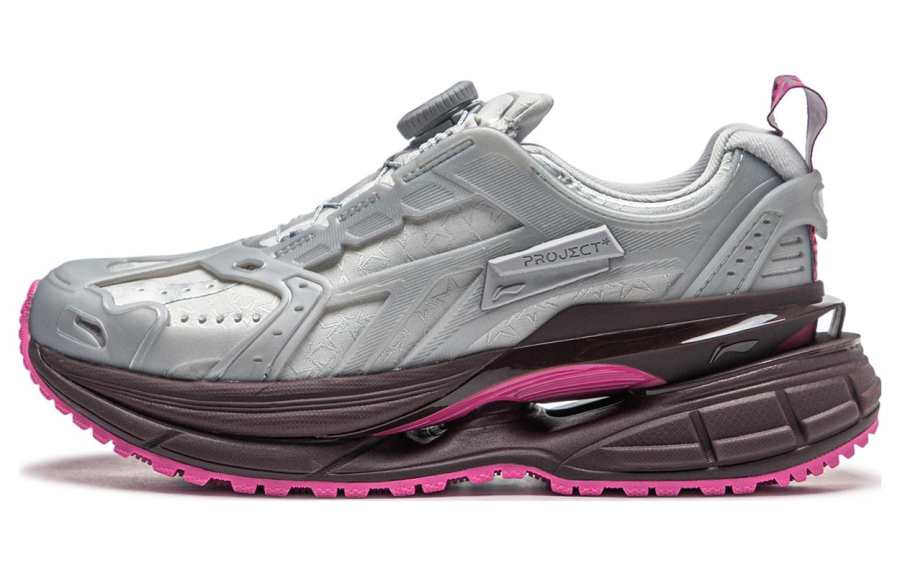 Li-Ning Li Ning Project* Cushioning Slip Resistant Low top Sports Casual Shoes Women's Silver Pink