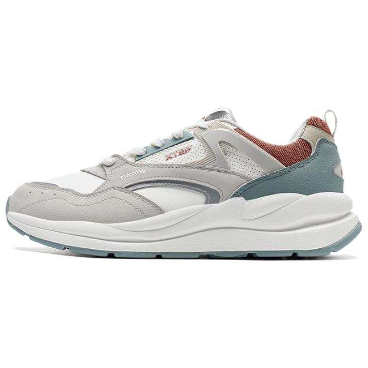 XTEP Vintage Collection 80 Slip Resistant Abrasion Resistant Low top Casual Shoes Men's Gray White Red