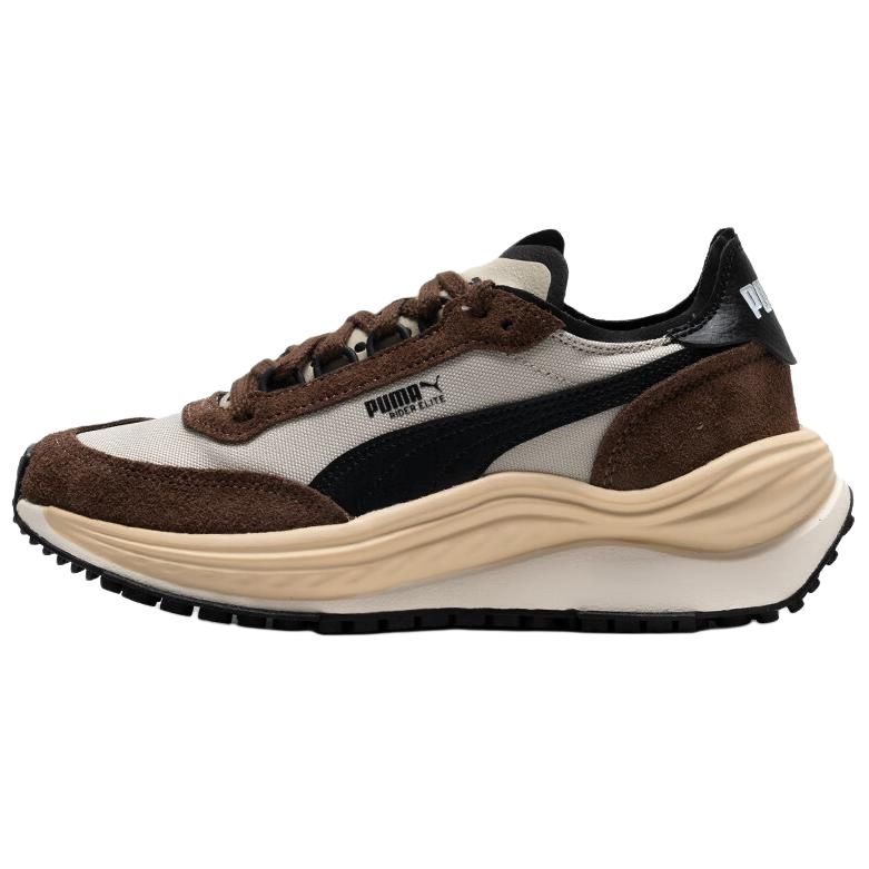 PUMA RIDER ELITE Textile, Artificial Leather Abrasion Resistant Breathable Low top Casual Shoes Unisex Brown Black