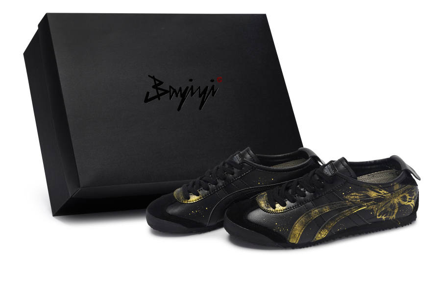 Onitsuka Tiger MEXICO 66 811 Manufacturing, Black Gold Butterfly, Special Box Abrasion Resistant Low top Casual Shoes