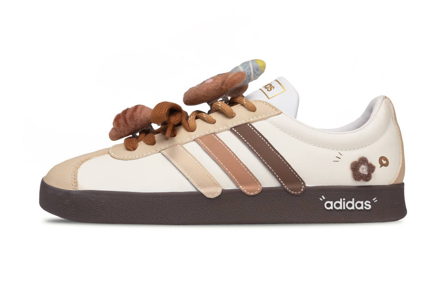 Adidas Adidas Vl Court Classic Caramel Cream Cheese Slip Resistant Abrasion Resistant Low top Skateboard Shoes Unisex