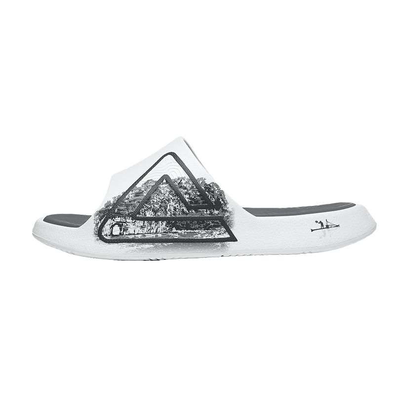 PEAK Taichi National Innovation Slip Resistant Odor Resistant Cushioning Slide Slippers Men's Gray White
