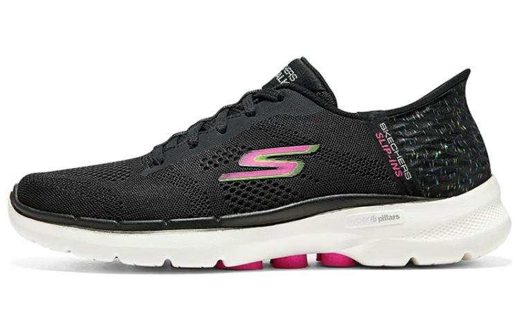 Skechers Go Walk 6 Cushioning Abrasion Resistant Low top Walking Shoes Women's Black Pink
