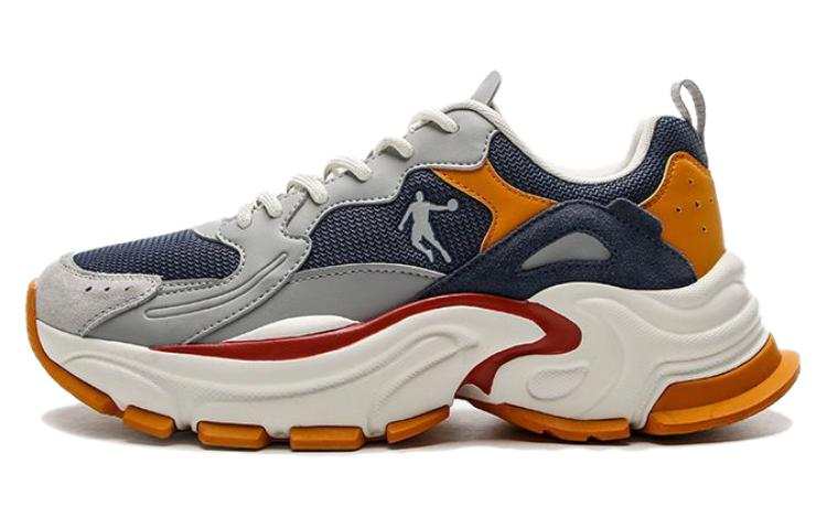 QIAODAN Cushioning Slip Resistant Low top Casual Shoes Men's Blue Yellow
