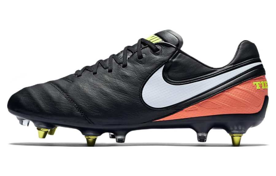 Nike Nike Tiempo Legend 6 SG Soft Ground Soft Ground Slip Resistant Abrasion Resistant Soccer Shoes Men's Black White Orange