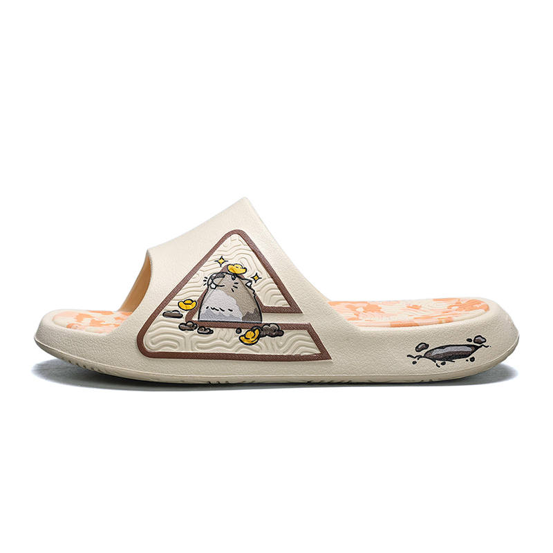 PEAK Taichi National Innovation Slippers EVA Quiet Slip Resistant Cushioning Slide Slippers Unisex Khaki Orange