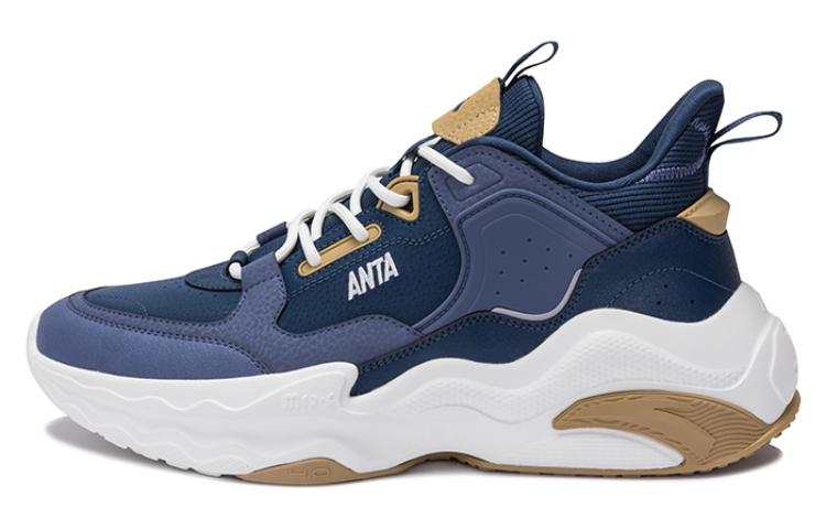 Anta Life Collection Comfortable Round Toe Slip Resistant Abrasion Resistant Low top Casual Shoes Men's Blue