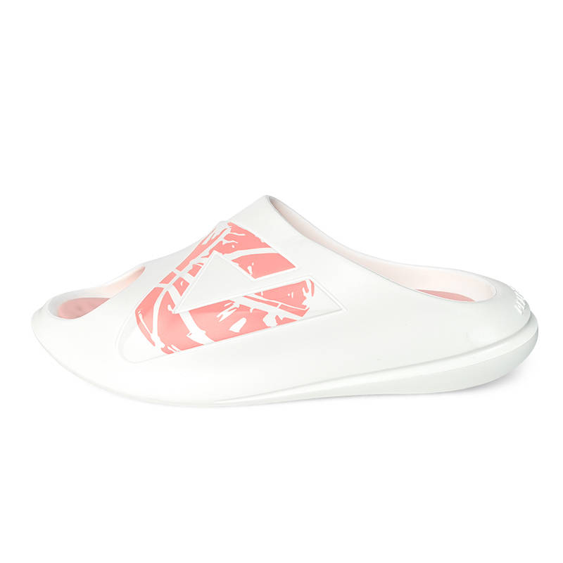 PEAK Taichi Chubby Slippers Slip Resistant Abrasion Resistant Cushioning Slide Slippers Unisex White Pink