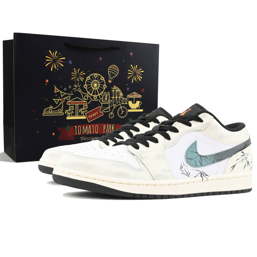 Jordan Jordan Air Jordan 1 Green Mountains Stacked Abrasion Resistant Low top Skateboard Shoes Men's Ecru