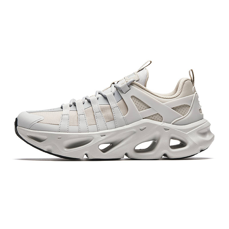 Anta Textile, Synthetic Leather Casual Shoes Men's Plain Mist Gray