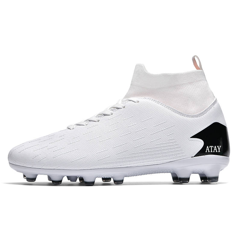 ATAY Slip Resistant Abrasion Resistant Slip Resistant Abrasion Resistant Soccer Shoes Unisex White