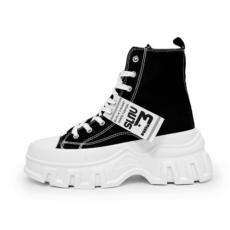 SLnU★3 Slip Resistant Abrasion Resistant Cushioning High top Casual Shoes Unisex Black